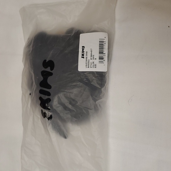 SKIMS Knotted  Bandeau Bikini Top in Onyx Size M - Picture 4 of 6